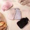 imageHomeTop Premium Classic Rubber Hot Water Bottle and Luxurious Faux Fur Plush Fleece Cover wPom Pom Decor BeigeBlack