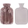 imageHomeTop Premium Classic Rubber Hot Water Bottle and Luxurious Faux Fur Plush Fleece Cover wPom Pom Decor BeigeNude PinkGray