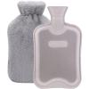 imageHomeTop Premium Classic Rubber Hot Water Bottle and Luxurious Faux Fur Plush Fleece Cover wPom Pom Decor BeigeGray
