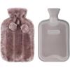 imageHomeTop Premium Classic Rubber Hot Water Bottle and Luxurious Faux Fur Plush Fleece Cover wPom Pom Decor BeigeNude PinkGray