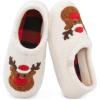 imageHomeTop Womens Fuzzy Curly Fur Memory Foam Loafer Slippers with Polar Fleece LiningXmas Reindeer
