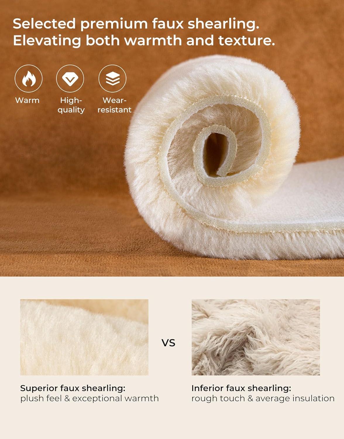 imageHomeTop Womens Closedback Slippers Faux Wool Warm Nonslip Outdoor Indoor House Shoes with Fuzzy CollarChestnut