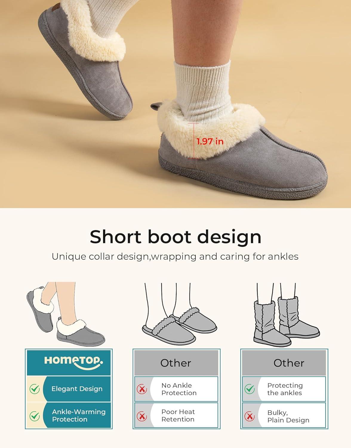 imageHomeTop Womens Closedback Slippers Faux Wool Warm Nonslip Outdoor Indoor House Shoes with Fuzzy CollarDark Gray