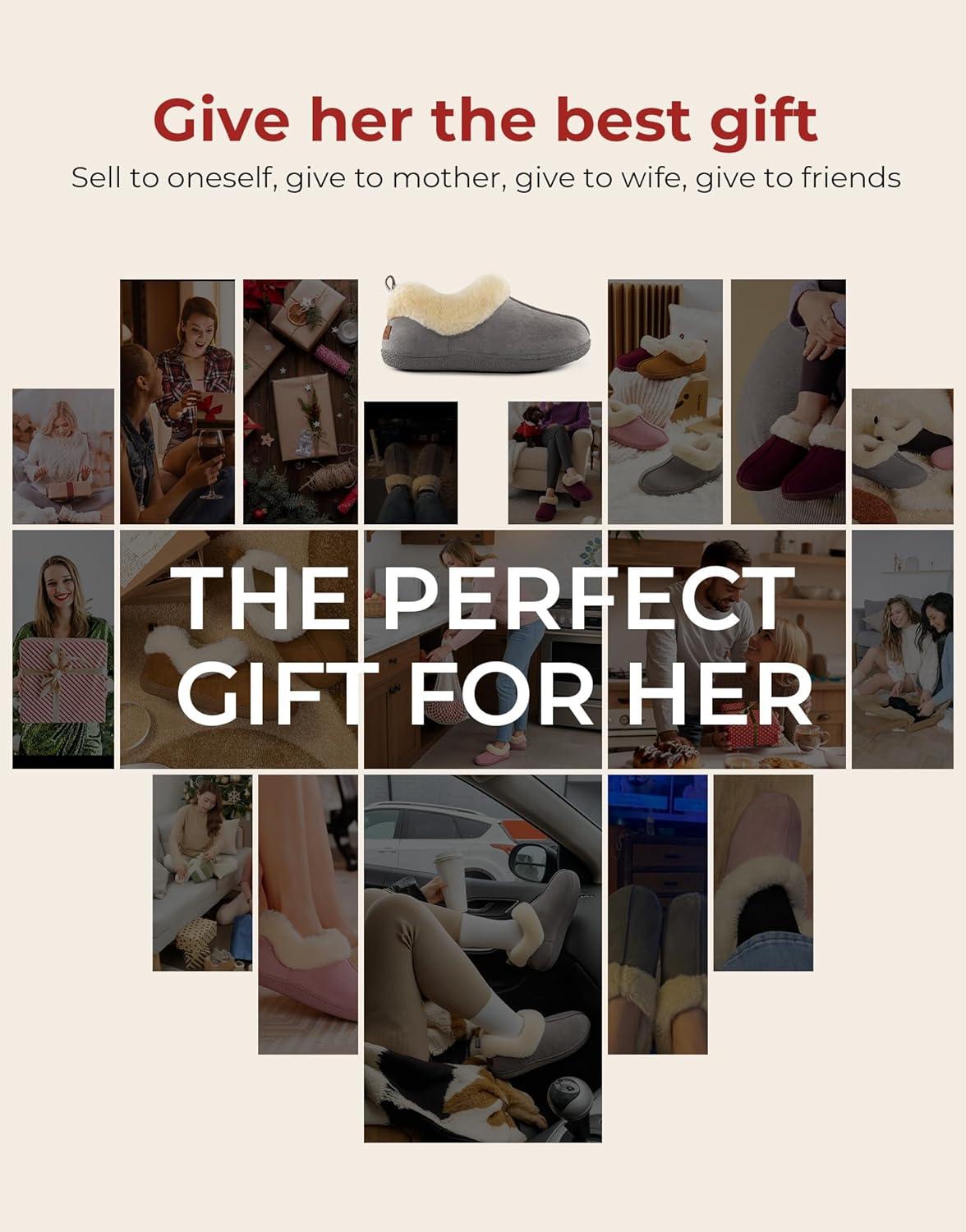 imageHomeTop Womens Closedback Slippers Faux Wool Warm Nonslip Outdoor Indoor House Shoes with Fuzzy CollarDark Gray