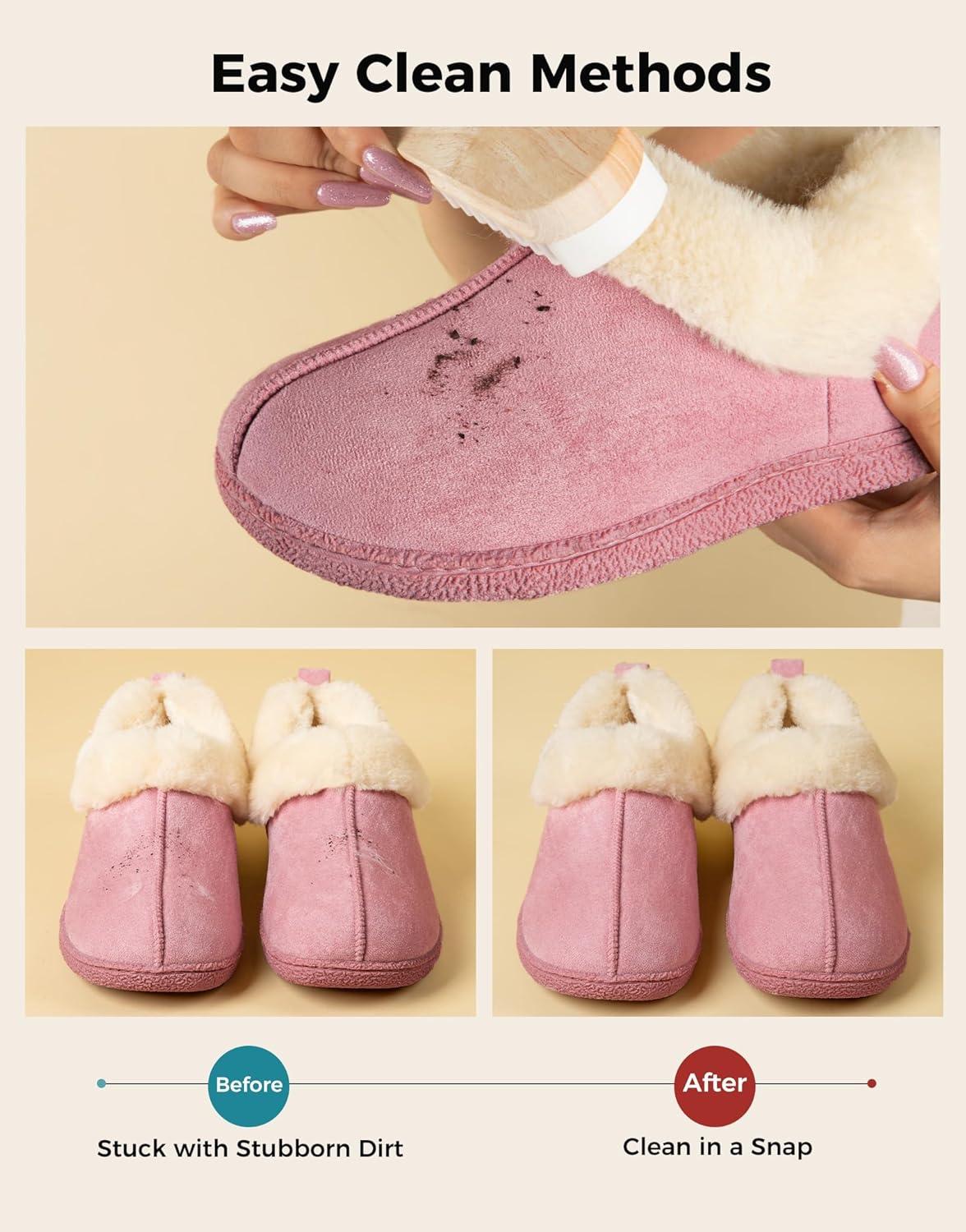 imageHomeTop Womens Closedback Slippers Faux Wool Warm Nonslip Outdoor Indoor House Shoes with Fuzzy CollarPuce Pink