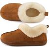 imageHomeTop Womens Closedback Slippers Faux Wool Warm Nonslip Outdoor Indoor House Shoes with Fuzzy CollarChestnut