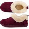 imageHomeTop Womens Closedback Slippers Faux Wool Warm Nonslip Outdoor Indoor House Shoes with Fuzzy CollarWine Red