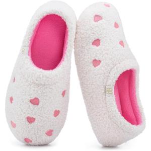 image:imageHomeTop Womens Fuzzy Curly Fur Memory Foam Loafer Slippers with Polar Fleece LiningBlushing Heart