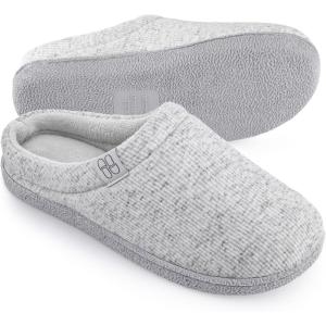 image:imageHomeTop Womens Knit Memory Foam Slippers Warm Soft House Shoes with Antislip SoleCloud Gray