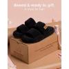 image:imageHomeTop Womens Flannel Open Toe Slippers Soft Memory Foam House Shoes for IndoorMidnight Black