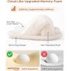 image:imageHomeTop Womens Fluffy Cross Band Slippers Soft Plush Indoor House SlidesAlabaster White