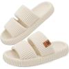 image:imageHomeTop Womens Flannel Open Toe Slippers Soft Memory Foam House Shoes for IndoorArctic White