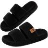 image:imageHomeTop Womens Flannel Open Toe Slippers Soft Memory Foam House Shoes for IndoorMidnight Black
