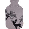 image:imageHomeTop Classic Rubber Hot Water Bottle wCute Yarn Knit Deer Cover 2 Liter Gray