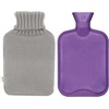 image:imageHomeTop Premium Classic Rubber Hot Water Bottle and Heart Knit Cover Gray