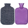 image:imagePremium Classic Rubber Hot Water Bottle and Blending Knit Cover with Pom Pom Decor for Pain Relief and Comfort 2 Liter