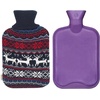 image:imagePremium Classic Rubber Hot Water Bottle and Christmas Accent Knit Cover Reindeer amp SnowflakeNavy Blue