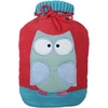 image:imagePremium Classic Rubber Hot Water Bottle wCute Knit Cover 2 Liter BlueRed with Owl