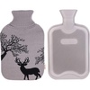 image:imageHomeTop Classic Rubber Hot Water Bottle wCute Yarn Knit Deer Cover 2 Liter Gray