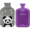 image:imageHomeTop Classic Rubber Hot Water Bottle with Cute Embroidery Knit Cover PandaGray