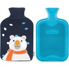 image:imageHomeTop Classic Rubber Hot Water Bottle with Cute Embroidery Knit Cover White BearNavy Blue
