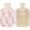 image:imageHomeTop Premium 2 Liter Classic Rubber Hot Water Bottle wChic Flamingo Knit Cover 2L Cream White