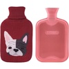 image:imageHomeTop Premium 2 Liter Classic Rubber Hot Water Bottle wCute Bulldog Knit Cover 2L WineLight Red
