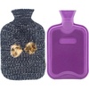 image:imagePremium Classic Rubber Hot Water Bottle and Blending Knit Cover with Pom Pom Decor for Pain Relief and Comfort 2 Liter
