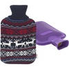 image:imagePremium Classic Rubber Hot Water Bottle and Christmas Accent Knit Cover Reindeer amp SnowflakeNavy Blue