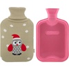 image:imagePremium Classic Rubber Hot Water Bottle and Cute Animal Embroidery Knit Cover OwlBeige