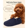 image:imageHomeTop Womens Fuzzy Curly Fur Fleece Lining Memory Foam Loafer SlippersNavy
