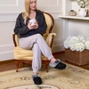image:imageHomeTop Womens Slipon Slippers Fuzzy House Indoor Outdoor Warm Soft ClogBlack