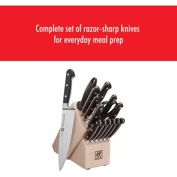 ZWILLING Professional S 7-Piece Razor-Sharp German Block Knife Set With Solid White Rubberwood Block, Made in Company-Owned German Factory with Special Formula Steel perfected for almost 300 Years