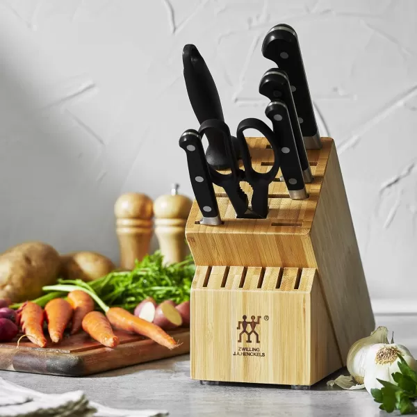 ZWILLING Professional S 7-Piece Razor-Sharp German Block Knife Set With Solid White Rubberwood Block, Made in Company-Owned German Factory with Special Formula Steel perfected for almost 300 Years