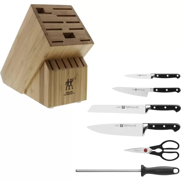 ZWILLING Professional S 7-Piece Razor-Sharp German Block Knife Set With Solid White Rubberwood Block, Made in Company-Owned German Factory with Special Formula Steel perfected for almost 300 Years