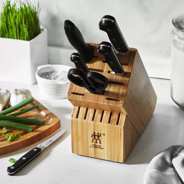 ZWILLING Professional S 7-Piece Razor-Sharp German Block Knife Set With Solid White Rubberwood Block, Made in Company-Owned German Factory with Special Formula Steel perfected for almost 300 Years