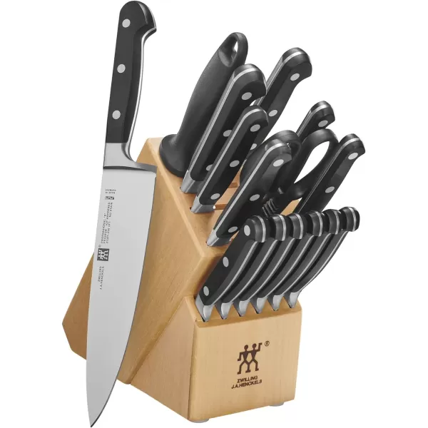 ZWILLING Professional S 7-Piece Razor-Sharp German Block Knife Set With Solid White Rubberwood Block, Made in Company-Owned German Factory with Special Formula Steel perfected for almost 300 Years