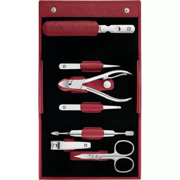 ZWILLING Beauty Classic INOX Manicure and Pedicure Nappa Leather Case with Snap Closure, Nail Care Kit, 8-Piece, Premium Travel Nail Kit, Black