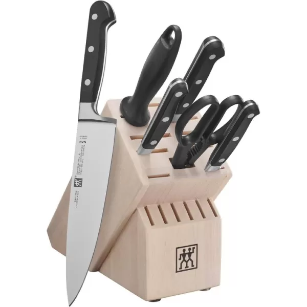 ZWILLING Professional S 7-Piece Razor-Sharp German Block Knife Set With Solid White Rubberwood Block, Made in Company-Owned German Factory with Special Formula Steel perfected for almost 300 Years