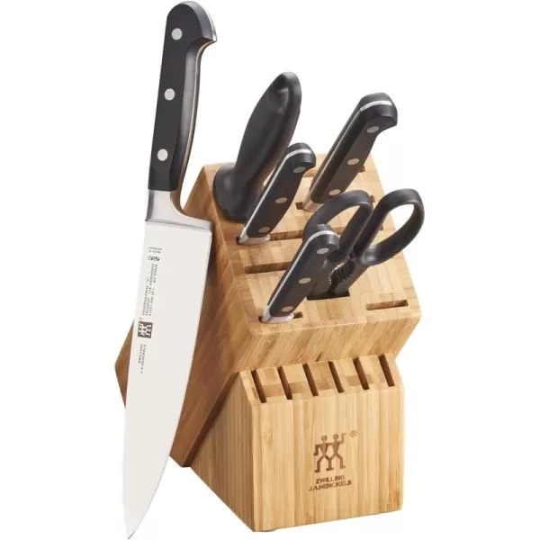 ZWILLING Professional S 7-Piece Razor-Sharp German Block Knife Set With Solid White Rubberwood Block, Made in Company-Owned German Factory with Special Formula Steel perfected for almost 300 Years