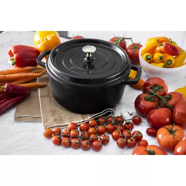 Staub Cast Iron Dutch Oven 5-qt Tall Cocotte, Made in France, Serves 5-6, Matte Black