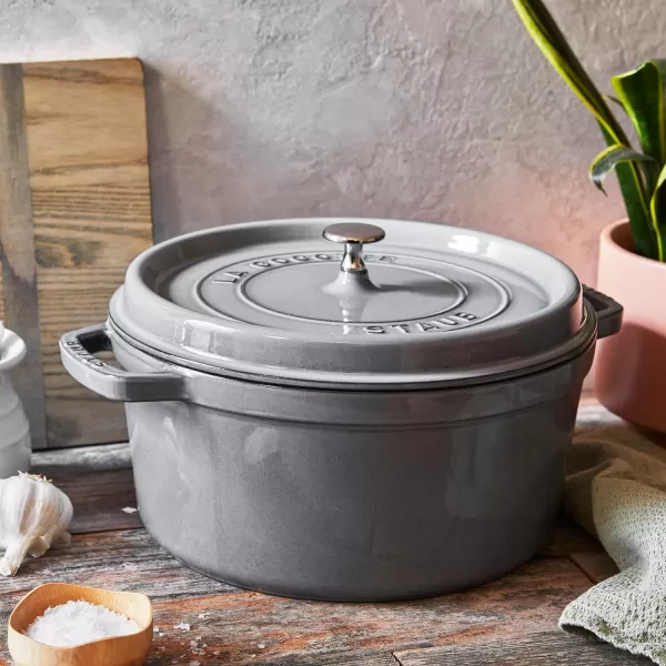 Staub Cast Iron Dutch Oven 5-qt Tall Cocotte, Made in France, Serves 5-6, Matte Black