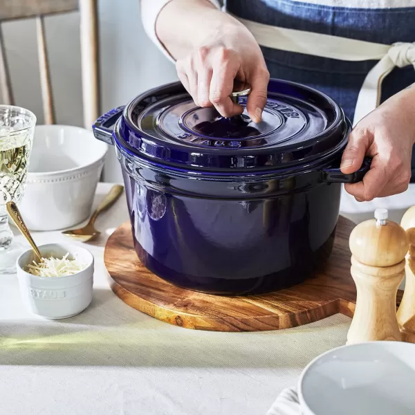 Staub Cast Iron Dutch Oven 5-qt Tall Cocotte, Made in France, Serves 5-6, Matte Black