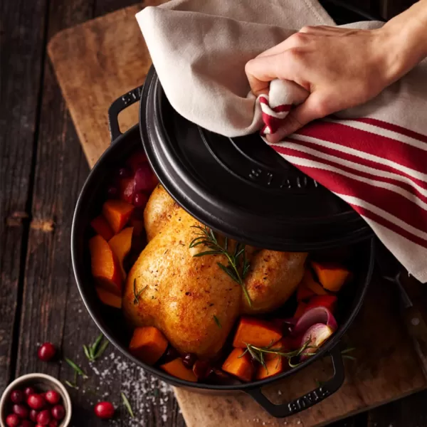Staub Cast Iron Dutch Oven 5-qt Tall Cocotte, Made in France, Serves 5-6, Matte Black