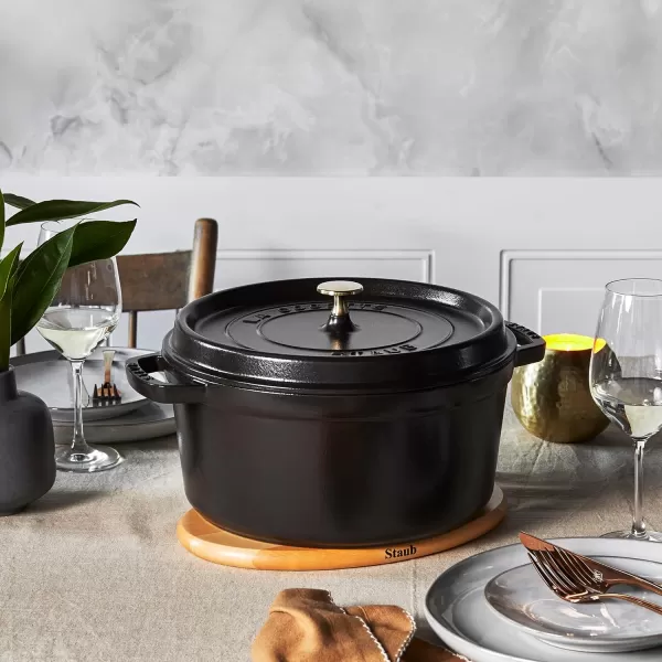 Staub Cast Iron Dutch Oven 5-qt Tall Cocotte, Made in France, Serves 5-6, Matte Black