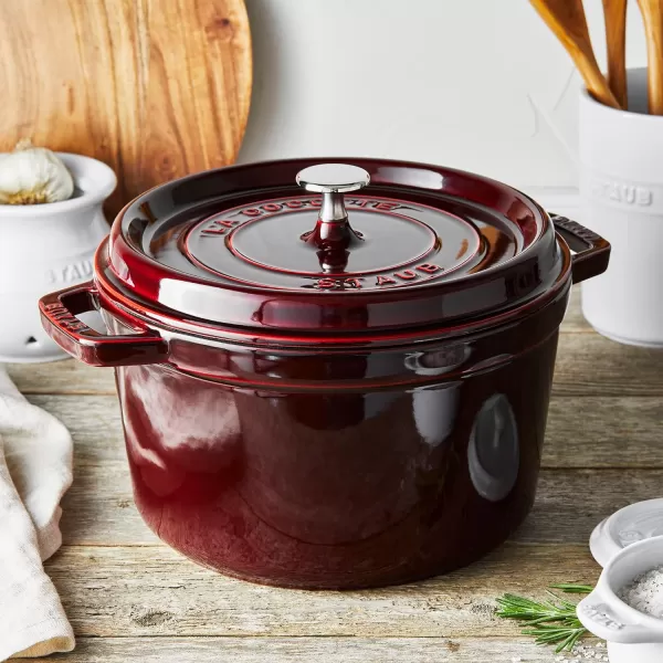Staub Cast Iron Dutch Oven 5-qt Tall Cocotte, Made in France, Serves 5-6, Matte Black