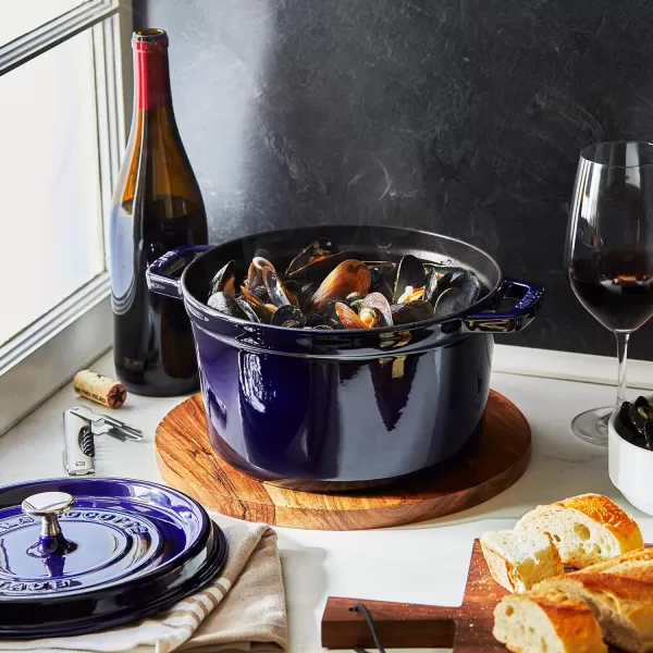 Staub Cast Iron Dutch Oven 5-qt Tall Cocotte, Made in France, Serves 5-6, Matte Black