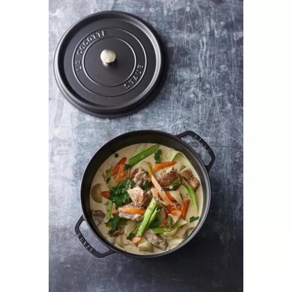 Staub Cast Iron Dutch Oven 5-qt Tall Cocotte, Made in France, Serves 5-6, Matte Black