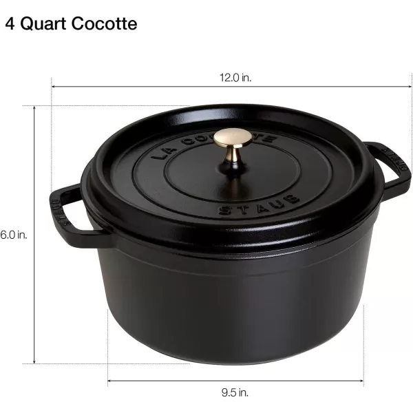 Staub Cast Iron Dutch Oven 5-qt Tall Cocotte, Made in France, Serves 5-6, Matte Black