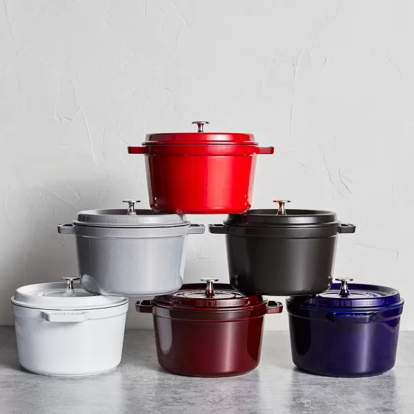 Staub Cast Iron Dutch Oven 5-qt Tall Cocotte, Made in France, Serves 5-6, Matte Black